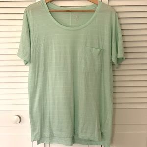 Old Navy Boyfriend T-Shirt Blue Green Stripe Small